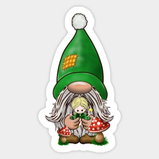 Dwarf Gnome and Tiny Elf Fairy Fantasy Cartoon Characters Sticker